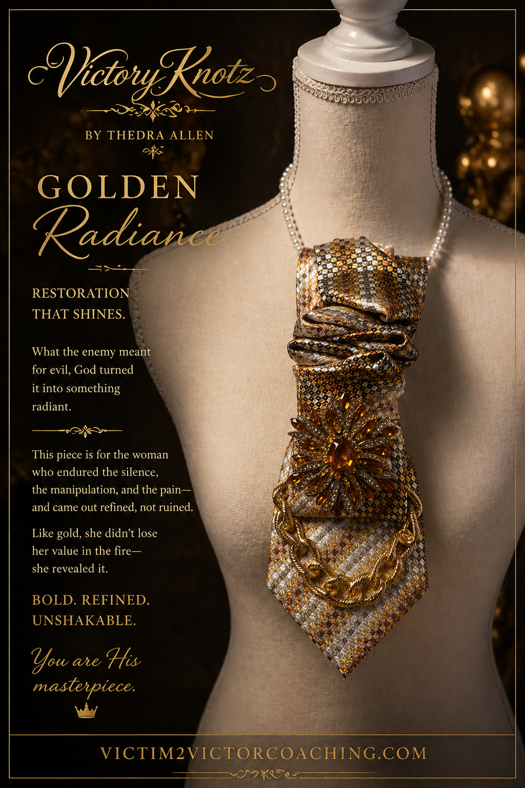 Golden Radiance Victory Knotz - Luxury Necktie by Victory Knotz by Thedra Allen