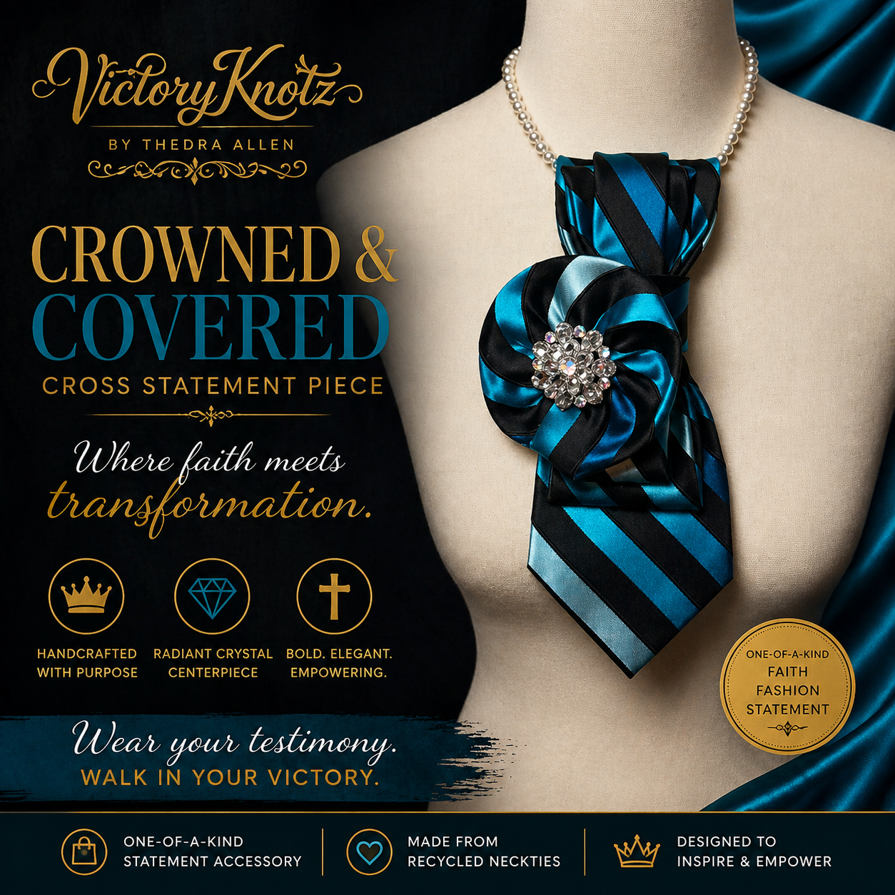 Resilient Waters Victory Knotz - Cross Statement Piece by Victory Knotz by Thedra Allen