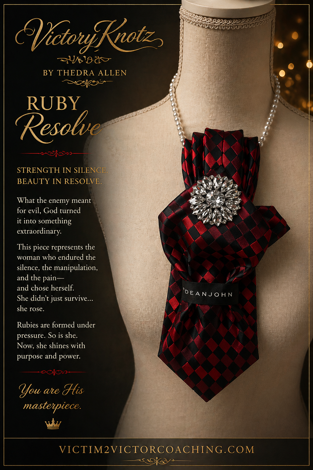 Ruby Resolve Victory Knotz - Luxury Necktie by Victory Knotz by Thedra Allen